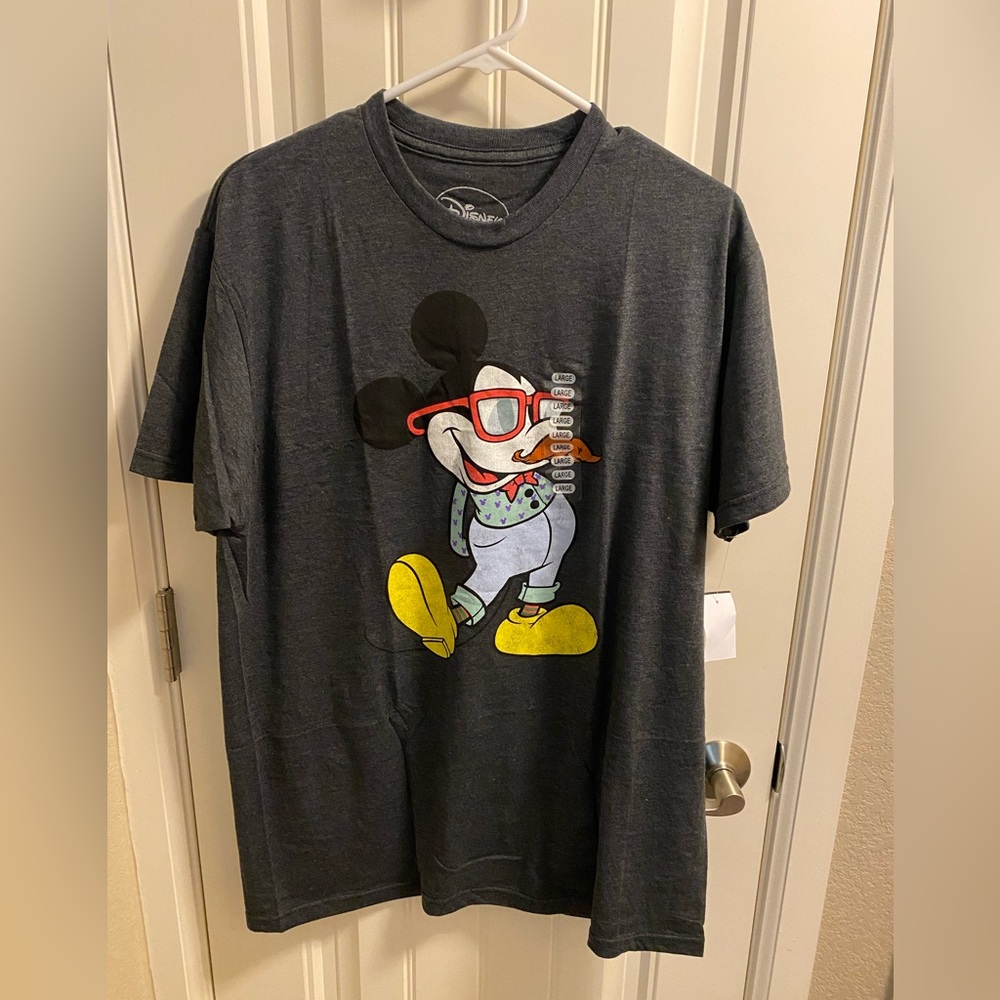 NWT Mickey Mouse L Shirt Adult Gray T-shirt Clown Mickey Large Lg Adult Tall